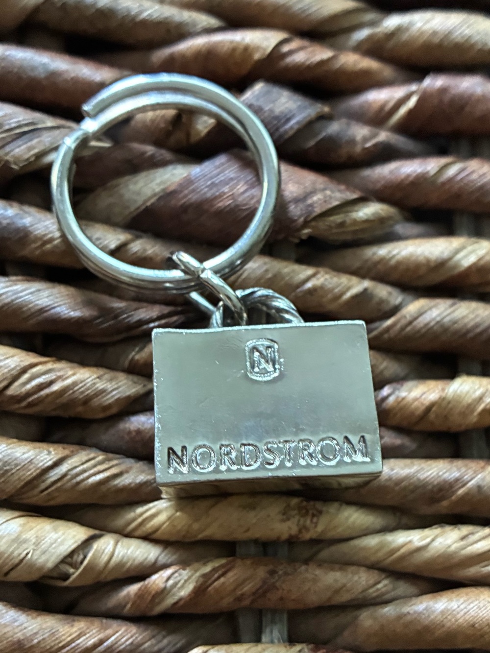 Nordstrom Silver Shopping Bag Key Ring